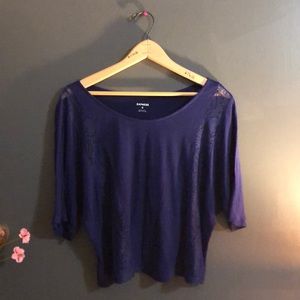 Express Top Cropped Blue Sheer Lace Sz XS